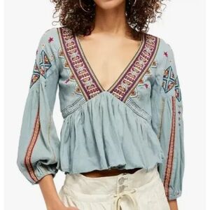 Free People Aria embroidered top